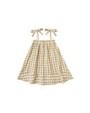 GINGHAM SHOULDER TIE DRESS