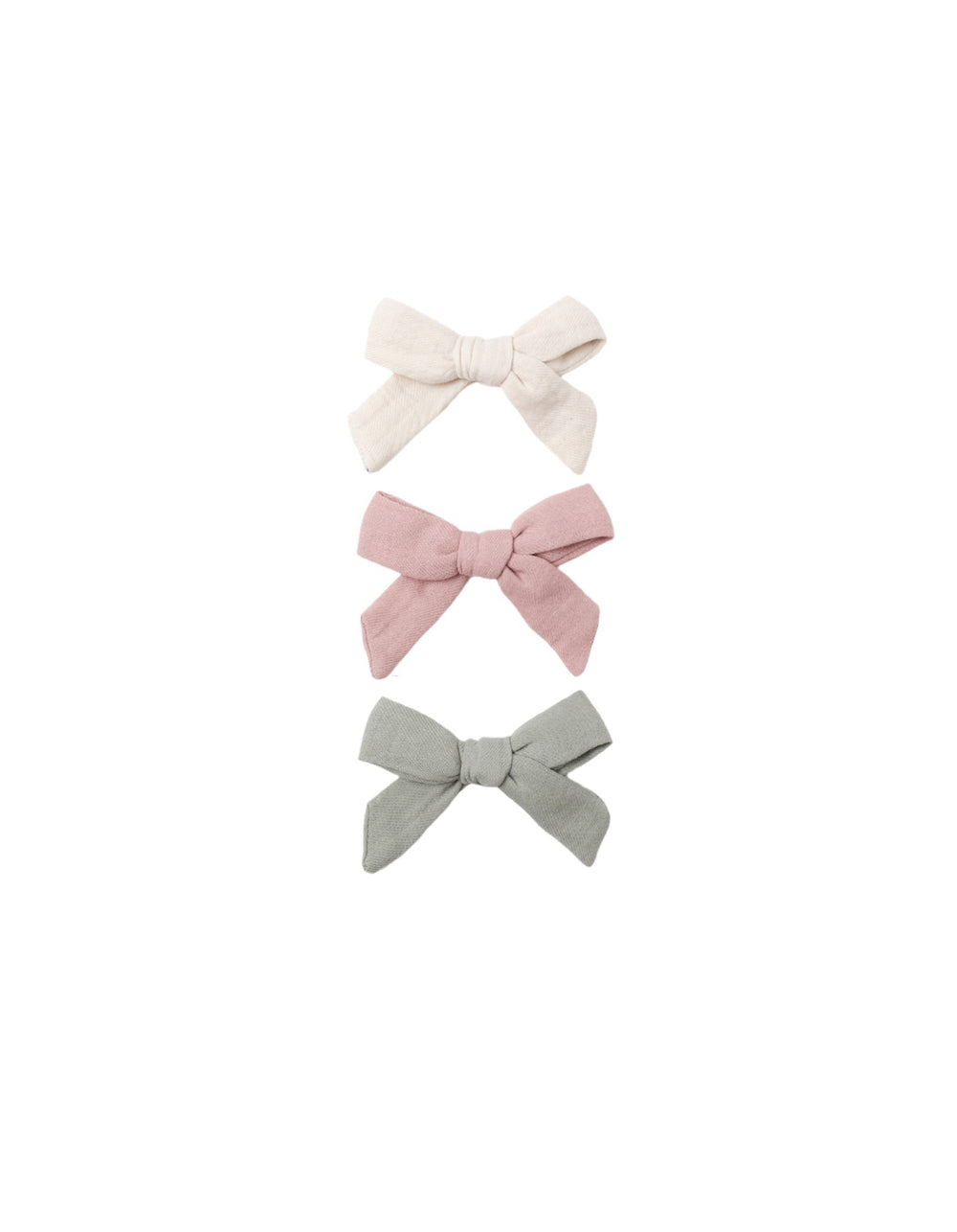 BOW W. CLIP, SET OF 3 || NATURAL, FERN,ROSE