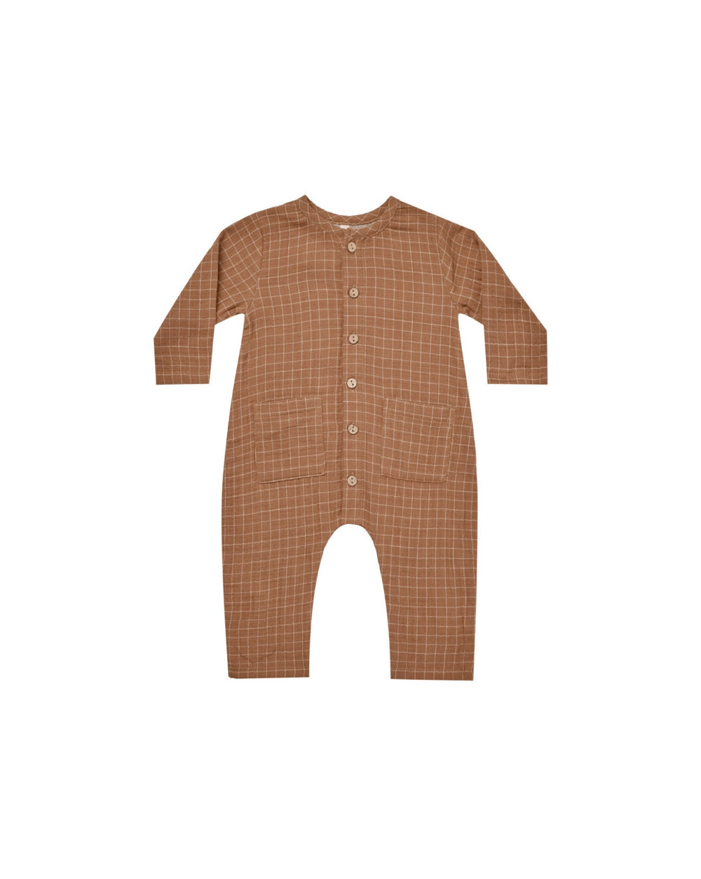 POCKETED WOVEN JUMPSUIT || CINNAMON GRID