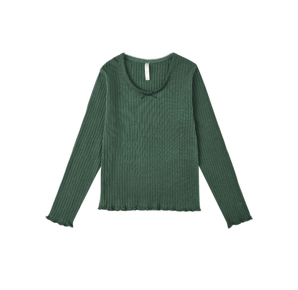 RIBBED LONG SLEEVE || GREEN