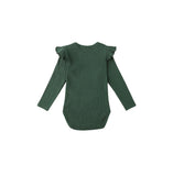 SHOULDER RUFFLE BODYSUIT || GREEN