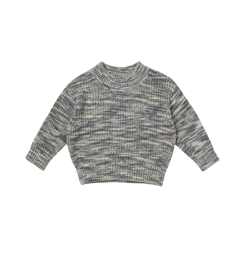 RELAXED KNIT SWEATER || HEATHERED SLATE