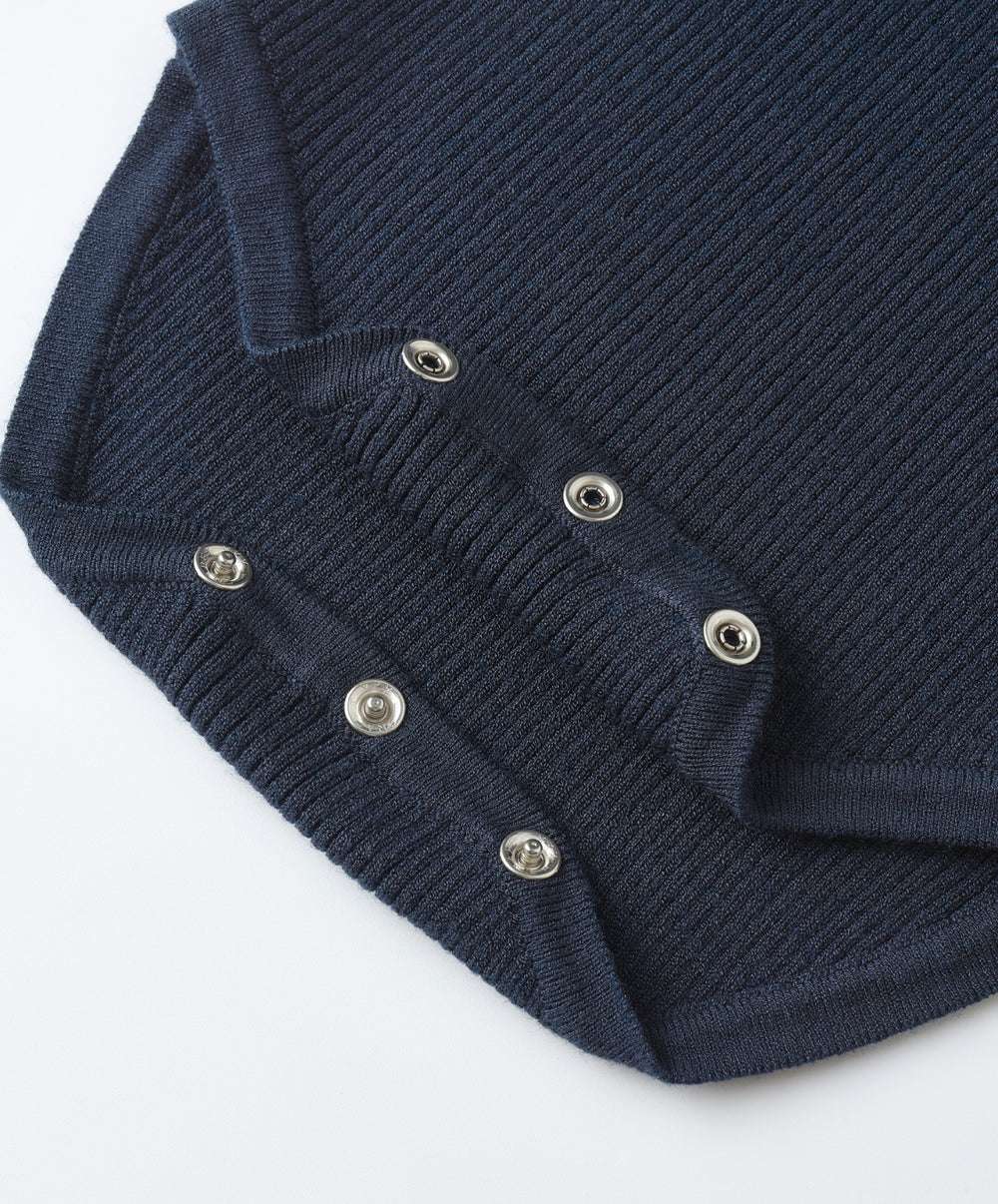 RUFFLE COLLAR BODYSUIT || NAVY