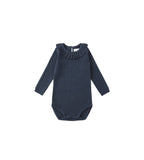 RUFFLE COLLAR BODYSUIT || NAVY