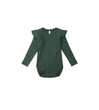 SHOULDER RUFFLE BODYSUIT || GREEN