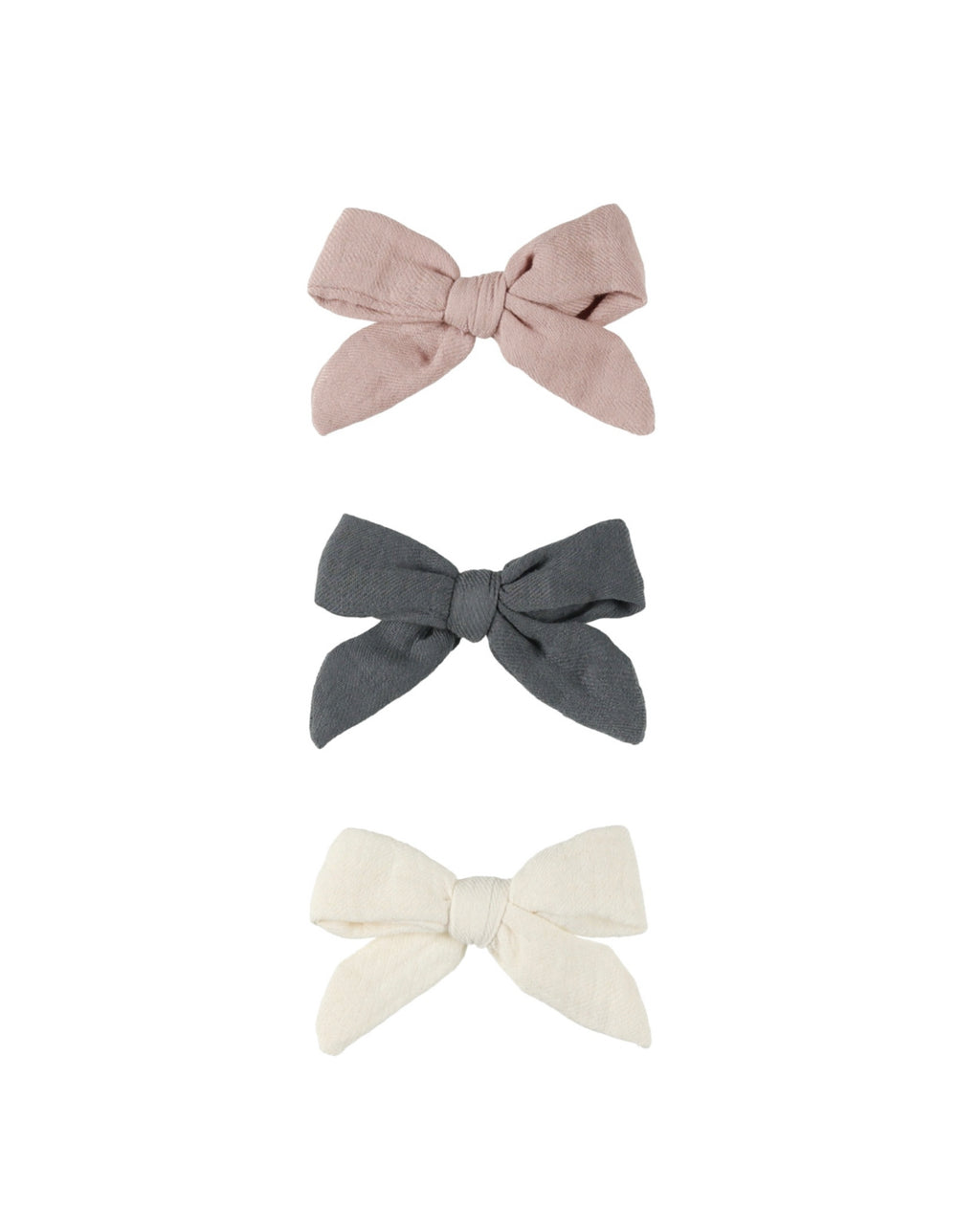 BOW W. CLIP, SET OF 3 || INDIGO, MAUVE, IVORY