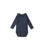 RUFFLE COLLAR BODYSUIT || NAVY
