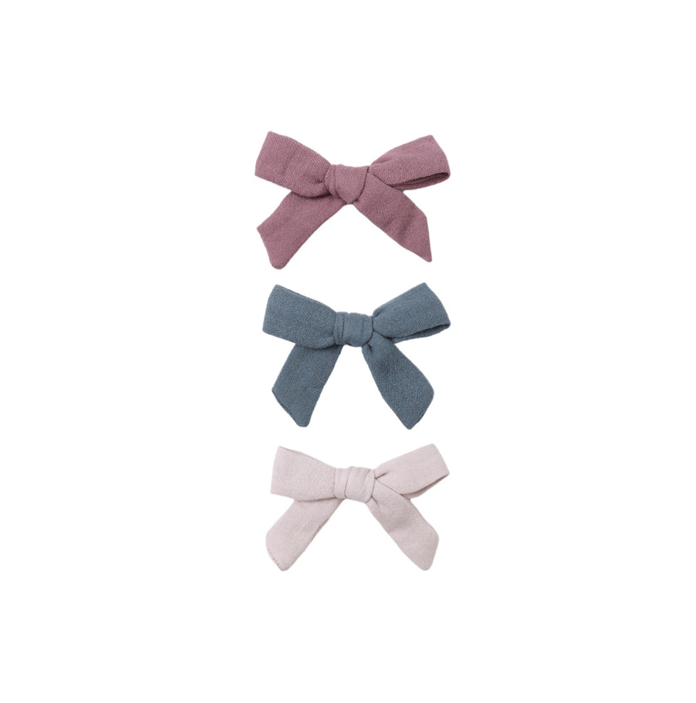 BOW W. CLIP, SET OF 3 || MULBERRY,
OCEAN, LILAC