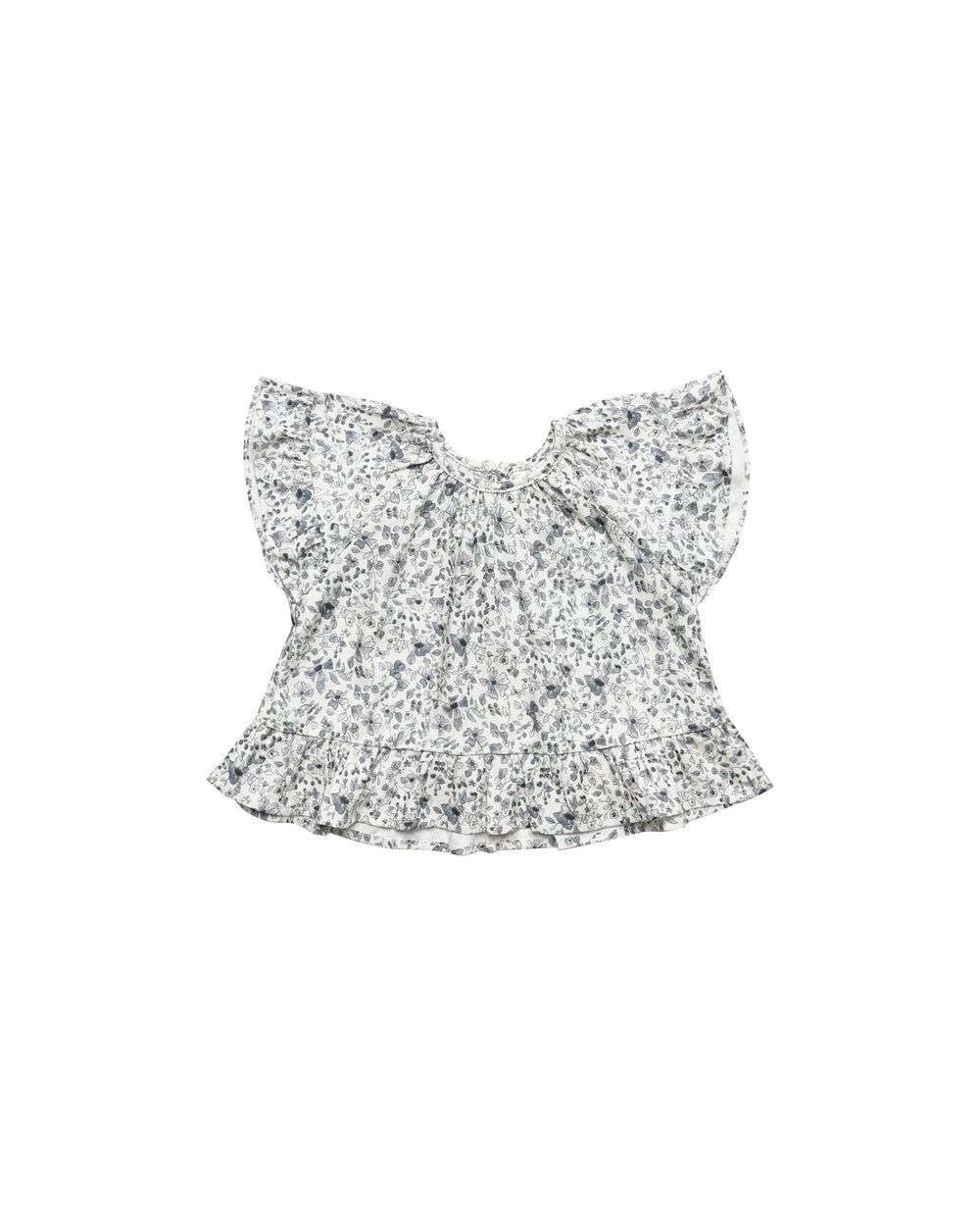 Blue floral butterfly top || Ivory bluefloral