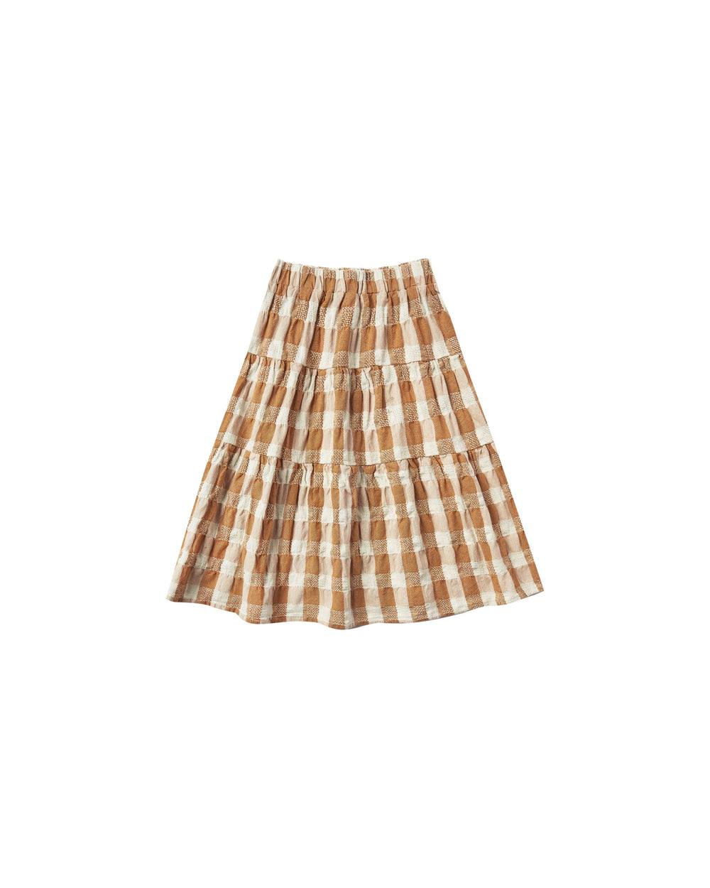 Check tiered maxi skirt || Cinnamon